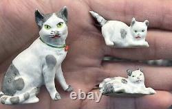 Early Vintage 2 Cat Kittens German Bisque Miniature Bisque Cat Made In Germany