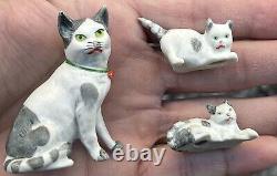 Early Vintage 2 Cat Kittens German Bisque Miniature Bisque Cat Made In Germany