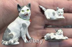 Early Vintage 2 Cat Kittens German Bisque Miniature Bisque Cat Made In Germany