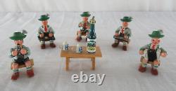 Erzgebirge Wooden Oktoberfest Oompah Band Figurines & Table Hofbrauhaus Vintage