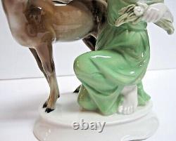 FINE Vintage 8.5 ROSENTHAL Girl w Fawn Porcelain Art Sculpture Figurine