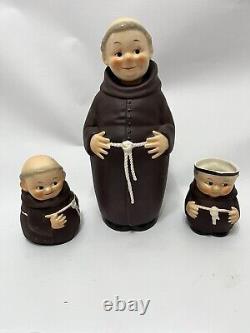 FRIAR TUCK-Goebel, W. Germany Ceramic Monk Lot1950's Large Decanter Vintage