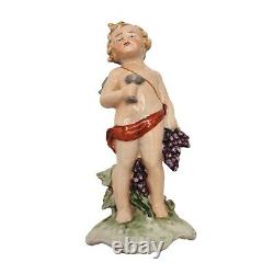 Fasold & Stauch Angel Figurine Cherub GERMANY PORCELAIN Vintage Wine Wallendorf