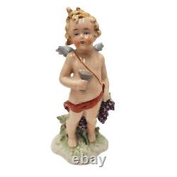 Fasold & Stauch Angel Figurine Cherub GERMANY PORCELAIN Vintage Wine Wallendorf