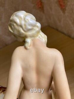 Fasold & Stauch Germany, Antique Porcelain Figurine, Nude Girl with Ball & Dog