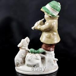 Gebruder Heubach Boy & Dog Figurine antique german porcelain victorian