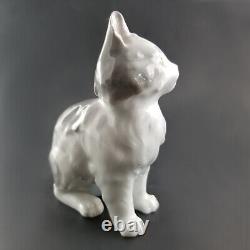 Gebruder Heuback Antique Cat Kitten Figurine Porcelain Gray White 5.5T