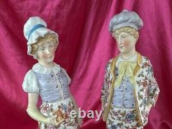 German Bisque Figurines Country Courting Couple Church Bible Heubach Volkstedt