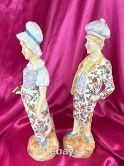 German Bisque Figurines Country Courting Couple Church Bible Heubach Volkstedt