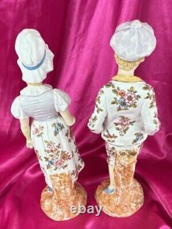 German Bisque Figurines Country Courting Couple Church Bible Heubach Volkstedt