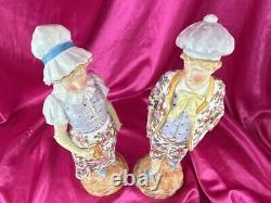 German Bisque Figurines Country Courting Couple Church Bible Heubach Volkstedt