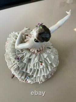 German/Dresden Lace Porcelain Vintage Rare Figurine Ballerina/ Unterweissbach