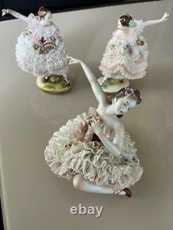 German/Vintage Dresden Lace Porcelain Figurine- Ballerina/ Unterweißbach Rare