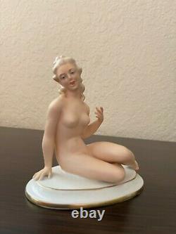 German Vintage Porcelain Figurine Gerold -Bavaria Nude Lady-Art Deco/Rare