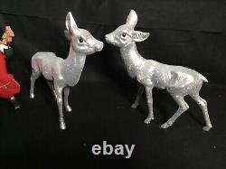 Germany Vintage REINDEER FIGURINES Inscha Deko Handwerk 15 1/2-16 Tall