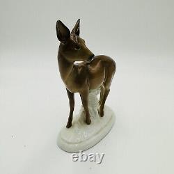 Gerold Deer Figurine Porcelain Bavaria Germany Glossy Brown Vintage Porzellan