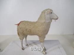 Giant 5 1/2 Tall Vintage Germany Christmas Wooly Sheep w Wood Legs #21