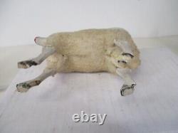 Giant 5 1/2 Tall Vintage Germany Christmas Wooly Sheep w Wood Legs #21