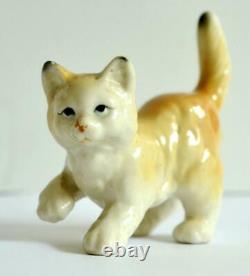 Ginger Kitten Cat Mini Figurine Porcelain Vintage Hand Painted Height 8 cm Gift