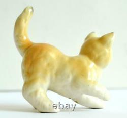 Ginger Kitten Cat Mini Figurine Porcelain Vintage Hand Painted Height 8 cm Gift