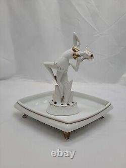 Gunthersfeld Germany Deco Lady Dancer Flower Frog Figurine And Planter Bowl