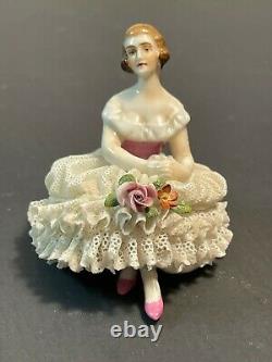 Heirloom, Antique Porcelain Sitting Lady Figurine, Late 1800's-Early 1900's
