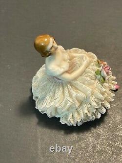 Heirloom, Antique Porcelain Sitting Lady Figurine, Late 1800's-Early 1900's