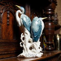 Heron Couple Blue Bird Rare Vintage Figurine of Porcelain By Karl Enz Germany
