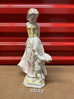 Hutchenreuther Art Deco Porcelain Girl Figurine with Playful Cherub