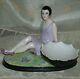 Lady Figurine Pin Jar Or Trinket Dish Antique 1920 Germany 6 1/2 X 4 1/2