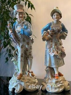 Large 19th Century Meissen Porcelain Figurines, 16 tall