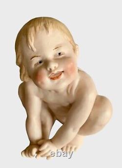 Large 6 Antique German Gebruder Heubach Naked Sitting Piano Baby Doll Figurine