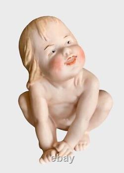 Large 6 Antique German Gebruder Heubach Naked Sitting Piano Baby Doll Figurine