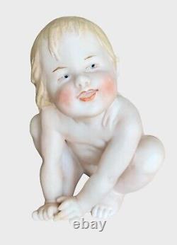 Large 6 Antique German Gebruder Heubach Naked Sitting Piano Baby Doll Figurine