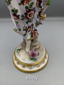 Large Antique German Volkstedt Porcelain Figurine Lady with Rose 11