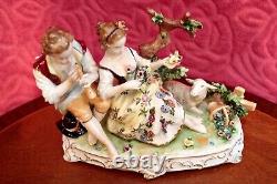 Large Vintage Unterweissbach Dresden lace figurine, of a courting couple, 24 cm