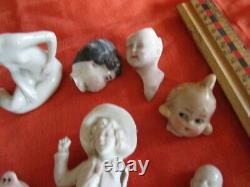 Lot Antique bisque doll heads/figurines -bathing doll for Artist -Germany