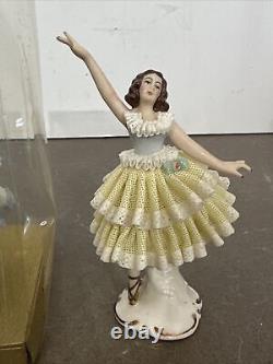 Lot Of 3 Vintage Dresden Lace ballerina arms up and forward Germany Porcelain 4