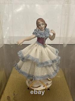Lot Of 3 Vintage Dresden Lace ballerina arms up and forward Germany Porcelain 4
