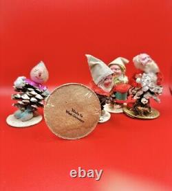 Lot Of Vintage Christmas Pinecone Elf / Gnome (Japan & West Germany) Figurines