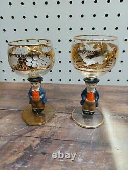 Lot of 10 Vintage Goebel Wine Glass Stem West Germany Stemware with Decanter
