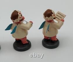 Lot of 12 Vintage Wooden Erzgebirge Angels Blue Wings Band/Orchestra Germany