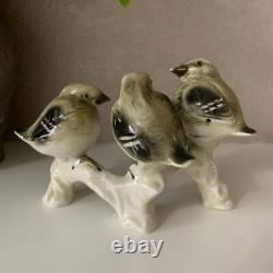 Lot of 2 Vintage Porcelain Birds Figurines Germany small Wagner Stamped Original