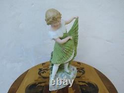 Lovely Antique Gebruder Heubach Dancing Girl Bisque Piano 11.5 Figurine, c. 1890