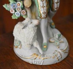 Lovely Antique German Bisque Romanticized Shepherd & Shepherdess Figurine Couple