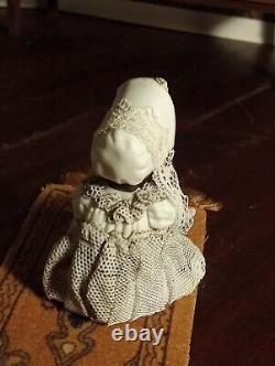 Mini porcelain antique figurine black dresden lace child dollhouse 112 doll