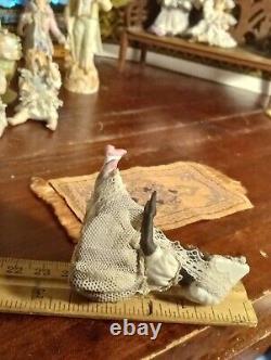 Mini porcelain antique figurine black dresden lace child dollhouse 112 doll