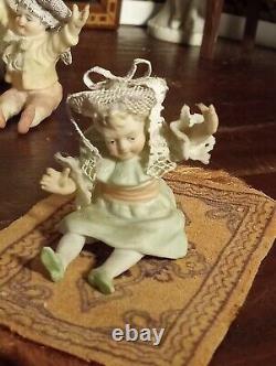 Mini porcelain antique figurine black dresden lace child dollhouse 112 doll