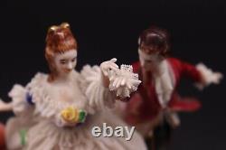 Mueller Volkstedt Dresden Porcelain Lace Man & Woman Dancing Figurine