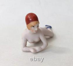 Nude Bathing Beauty Lady Woman Figurine Porcelain Bisque Art Deco VTG Germany